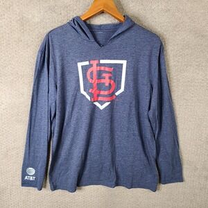 St Louis Cardinals Hoodie Mens Large Blue AT&T Long Sleeve Pullover Sweatshirt